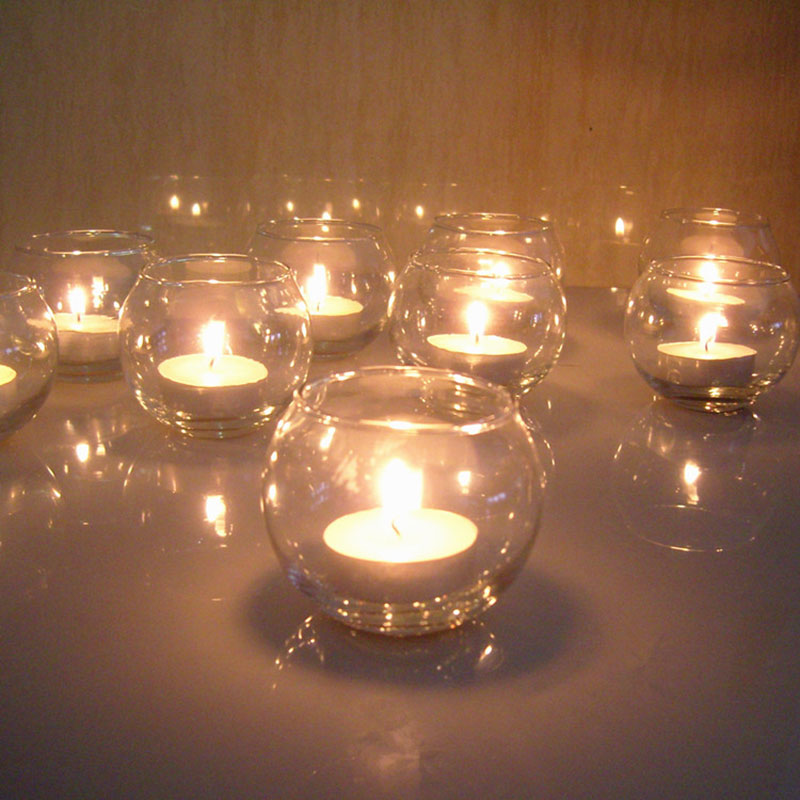 Glas kop lysestager cirkel bold fødselsdagsfest hjem dekoration diy glas krystal lysestager fest