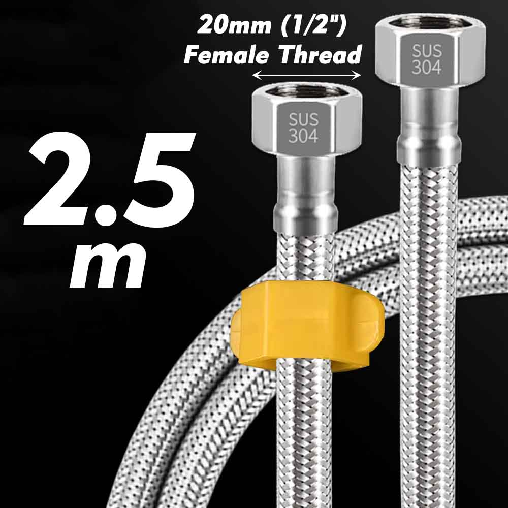 Manguera trenzada de entrada de grifo de agua de acero inoxidable 1/2, tubo de conexión Flexible para cocina, baño, inodoro, riego de jardín, 304 pulgadas: Amarillo claro