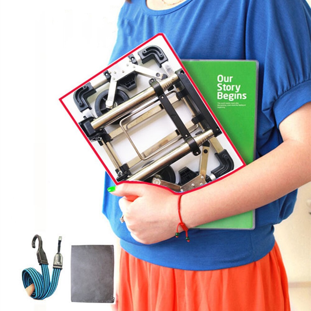 B-LIFE Folding Hand Truck and Dolly Cart Stainless Steel Portable Folding Hand Cart with Telescoping Handle and Rubber Wheels