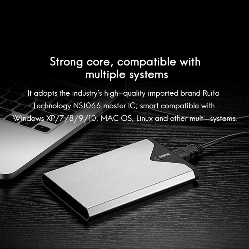 SSK Aluminium Alloy USB 3.0 High Speed HDD Enclosure 2.5 Inch SATA Hard Disk Case External HDD Case for Laptop Notebook HE-V315