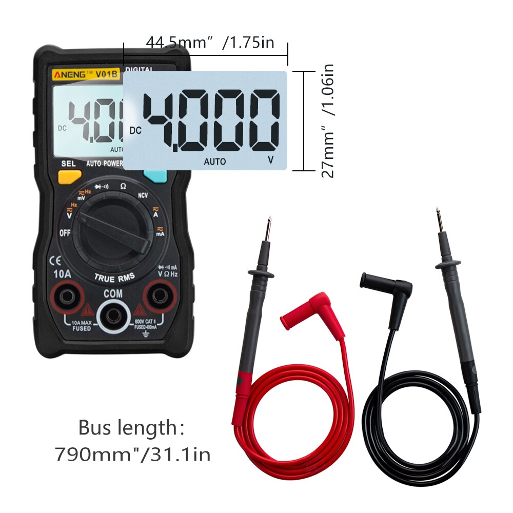 Digital Multimeter 6000 counts Auto Ranging AC/DC voltage meter Flash light Back light Large Screen 113A/D