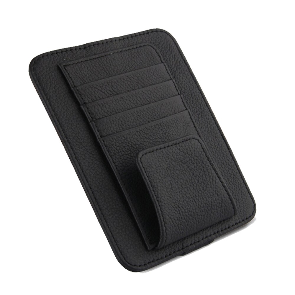 Auto Visor Organizer Houder Zonnebril Penhouder Opslag Clip Pu Leather Case Voor Kaarthouder Zonneklep Opslag Auto-styling: Black