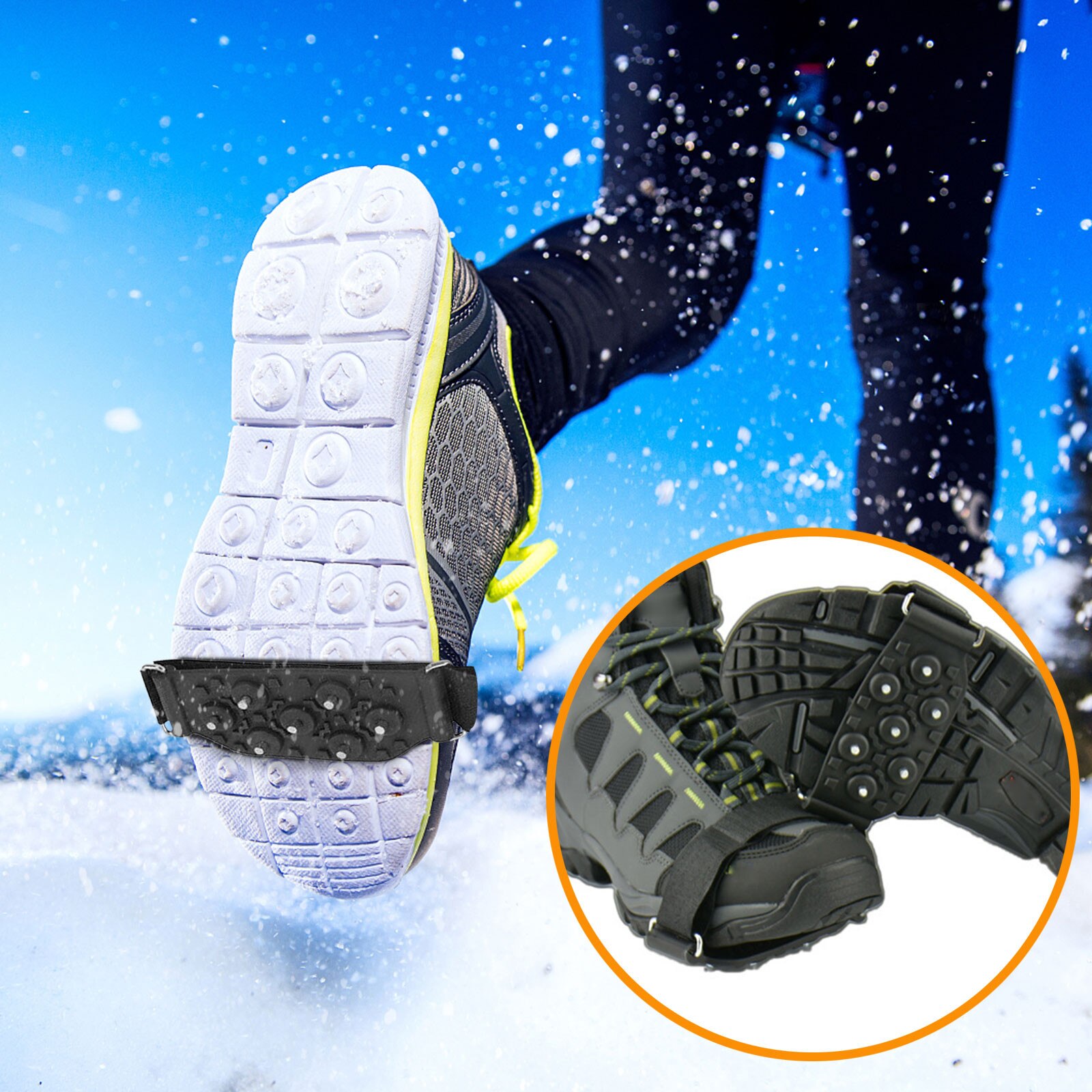 25# 1 Pair 7 Studs Anti-Skid Ice Gripper Spike Winter Climbing Anti-Slip Snow Spikes Grips Cleats Over Shoes Covers Crampons