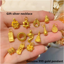 #39 #39 halsband äkta 999 guld hänge 24k blommor stjärnor dam hängen utsökt fabrik