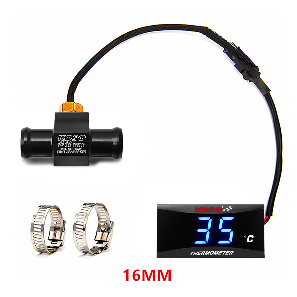 KOSO Motorrad Wassertemperatur Minimessgerät Universal- LCD Digitaler Bildschirm Sensor Thermomete SAMCI Temperaturanzeige: dunkel Grau