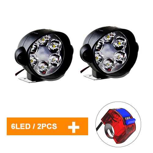 Accessoires de projecteur électrique de moto | Projecteur à Led 12V 6500K 6 Leds, feux de voiture, ampoules lumineuses pour moto tout-terrain: 2pcs 6 leds  red