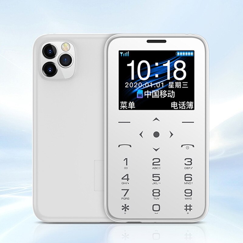 SOYES S7 Mini Card Cellphone 400mAh Ultra-thin Small Cellphone Mini Card Portable Student Mobile Phone Backup Phones: Add 4GB TF Card / White