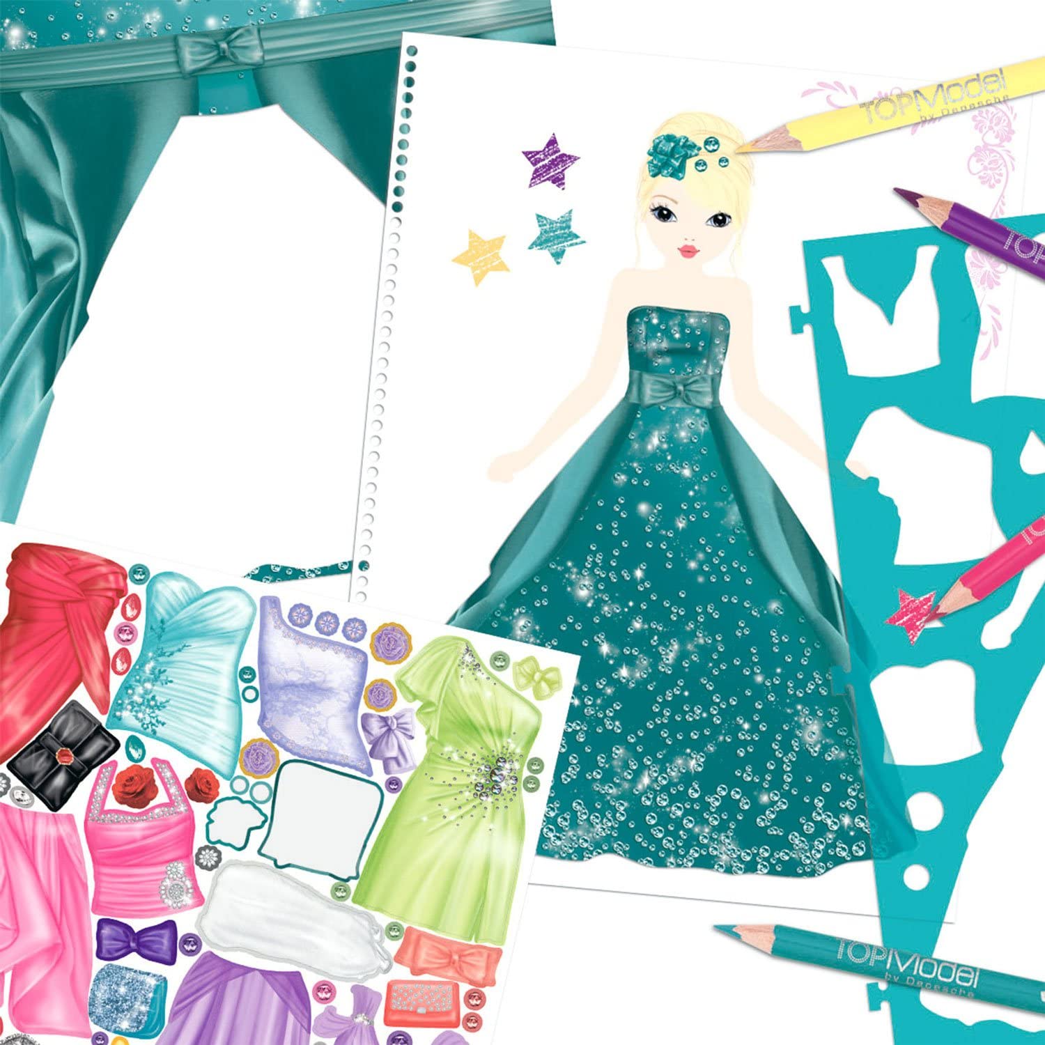 Top Model Speciale Kleurboek Sticker Boek Jurk Jurk 8097 Stickerworld Sticker Album Hand Plakken Graffiti Kleuren Schilderen