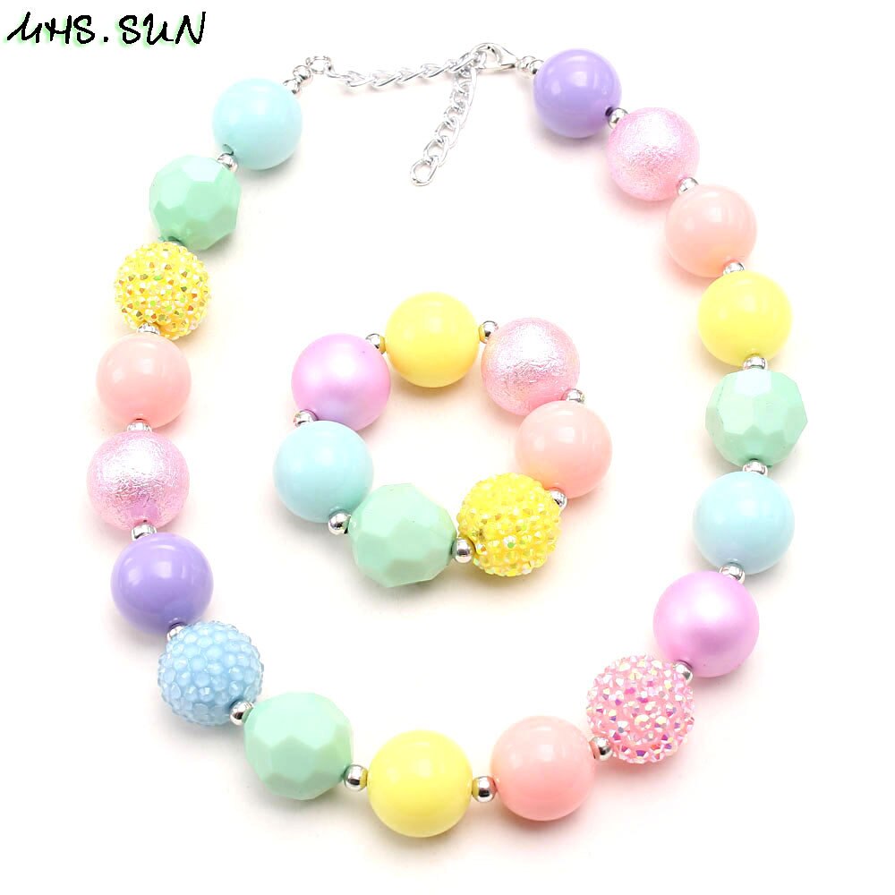 Mhs. Zon Kids Baby Leuke Chunky Bubblegum Kralen Ketting Armband Diy Kleurrijke Acryl Kralen Sieraden Voor Meisjes Kind