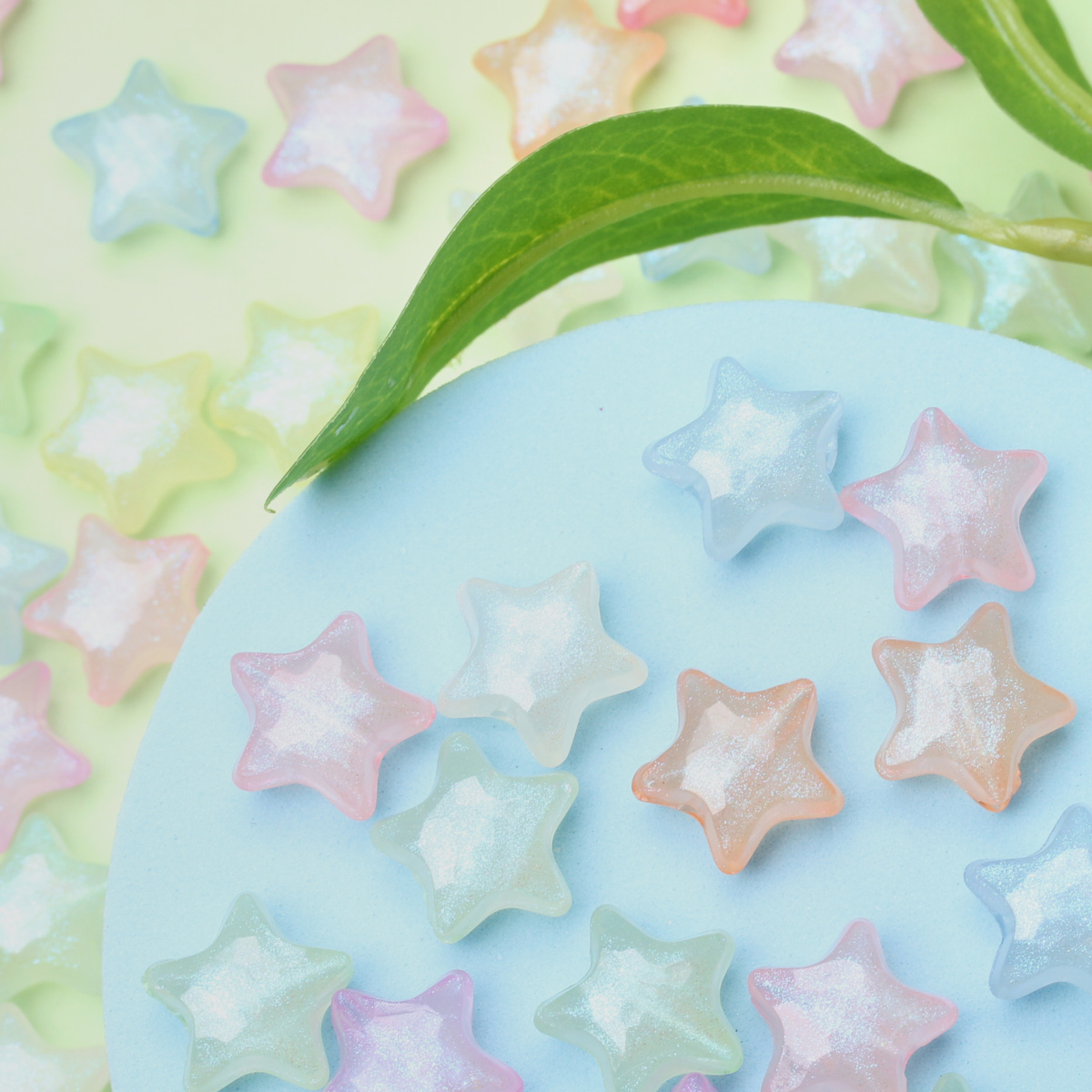 10 sztuk Makaron kolor musujące gwiazdki koraliki naszyjnik DIY bransoletka akrylowa biżuteria materiałowa akcesoria