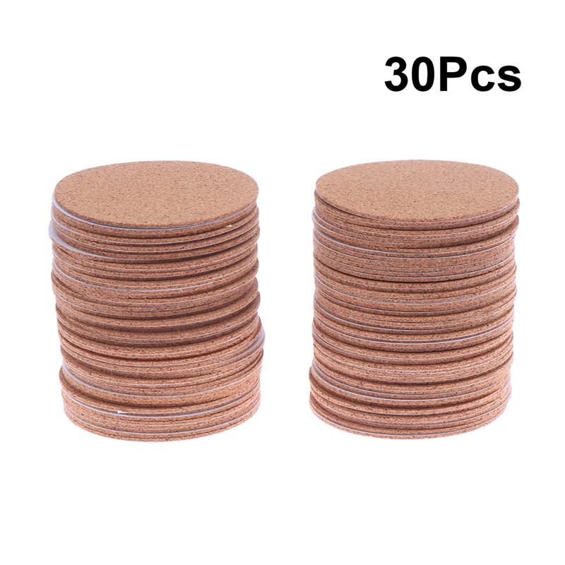 12/30 Pcs DIY Round Cork Mats Self-Adhesive Eco-Friendly Insulation Coasters Cup Pads DIY Self Adhesive Round Cork Cushion: 30 PCS