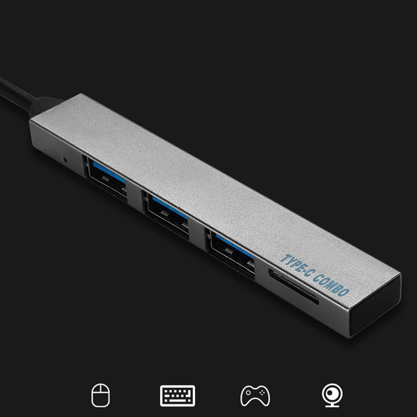 Expansion dock Type-C Hub Splitter Aluminum Alloy Type-C to USB 2.0 Adapter Card Reader