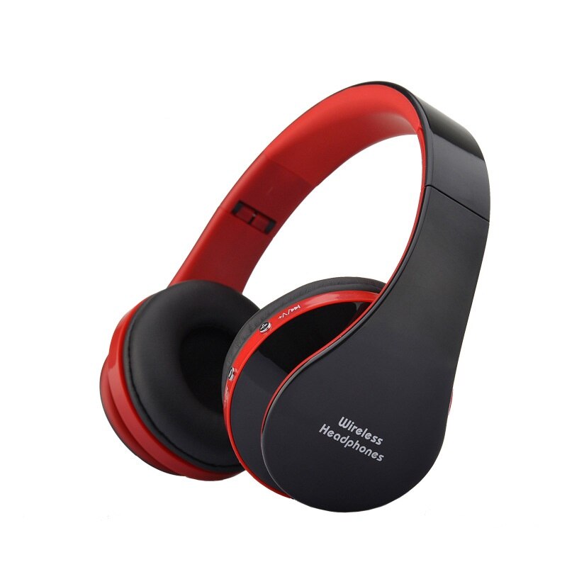 WH-8252 Headset Draadloze Bluetooth Mobiele Telefoon Stereo Headset: Black red