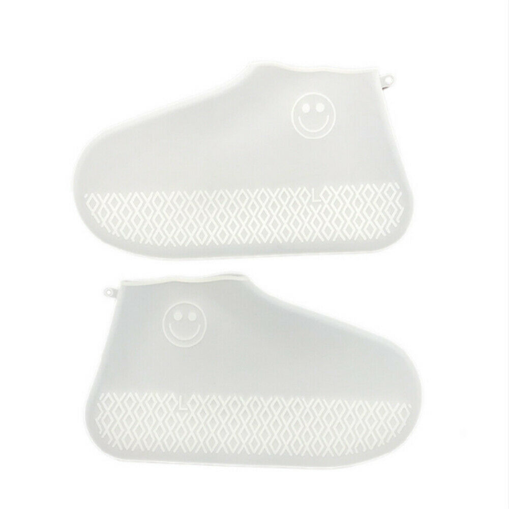Reusable Shoe Covers Pair of Waterproof Silicone Rain Shoe Protectors Overshoes: White Color / L
