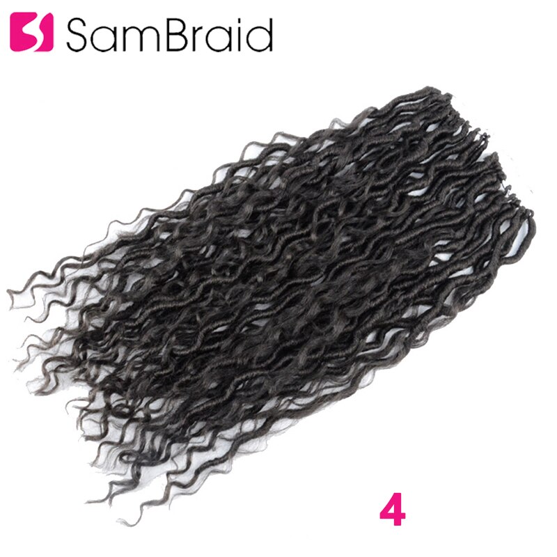 Sambraid 18 tommer faux curly locs hæklet hår syntetisk fletning hair extensions curly locs hæklede fletninger til kvinder sort: #4