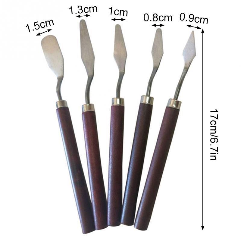 Juego de espátula de acero inoxidable , surtido de 5 unidades, paleta de cuchillos, pintura al aceite, juego de herramientas para pintar en lienzo, hoja flexible