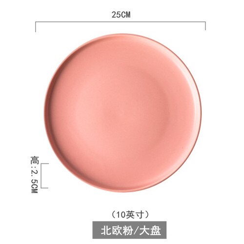 Nordic Servies Keramische Plaat Creatieve Persoonlijkheid Matte Glazuur Westerse Voedsel Plaat Ontbijt Plaat Salade Grote Steak Plaat: 10 inch Pink