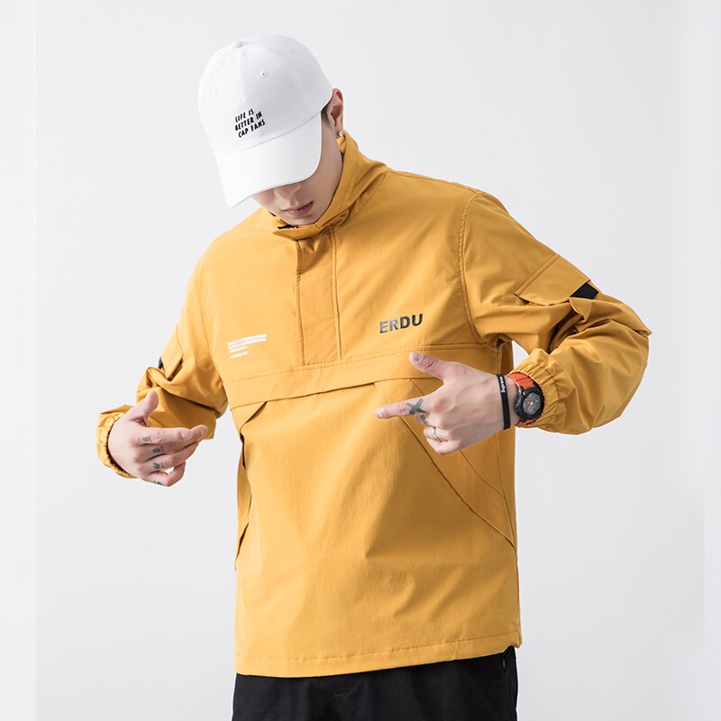 Herre anorak jakker mænd hip-hop outwear efterår windbreaker patchwork afslappet streetwear mandlig udendørs overfrakke top 4xl