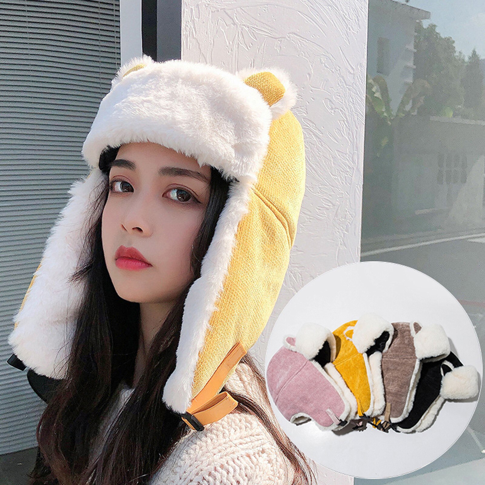 Cappello invernale da Donna pelliccia orecchie di gatto di alta qualità Cappello da fulmine Cappello in mucchio ispessito protezione dell'orecchio Cappello Donna Inverno Lusso