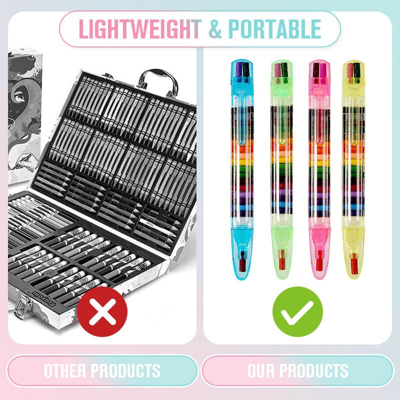 20 In1 Stapelen Punt Kleurpotloden Diy Tekening Pen 20 Kleuren Verwisselbare Graffiti Potlood Portable Voor Outdoor Schetsen Of School