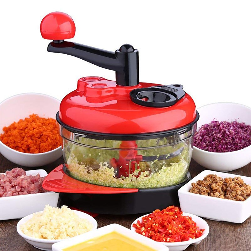 Kitchen Manual Food Processor Mixer Egg Blender Meat Grinder Vegetable Chopper Shredder Stainless Steel Blade Cutter
