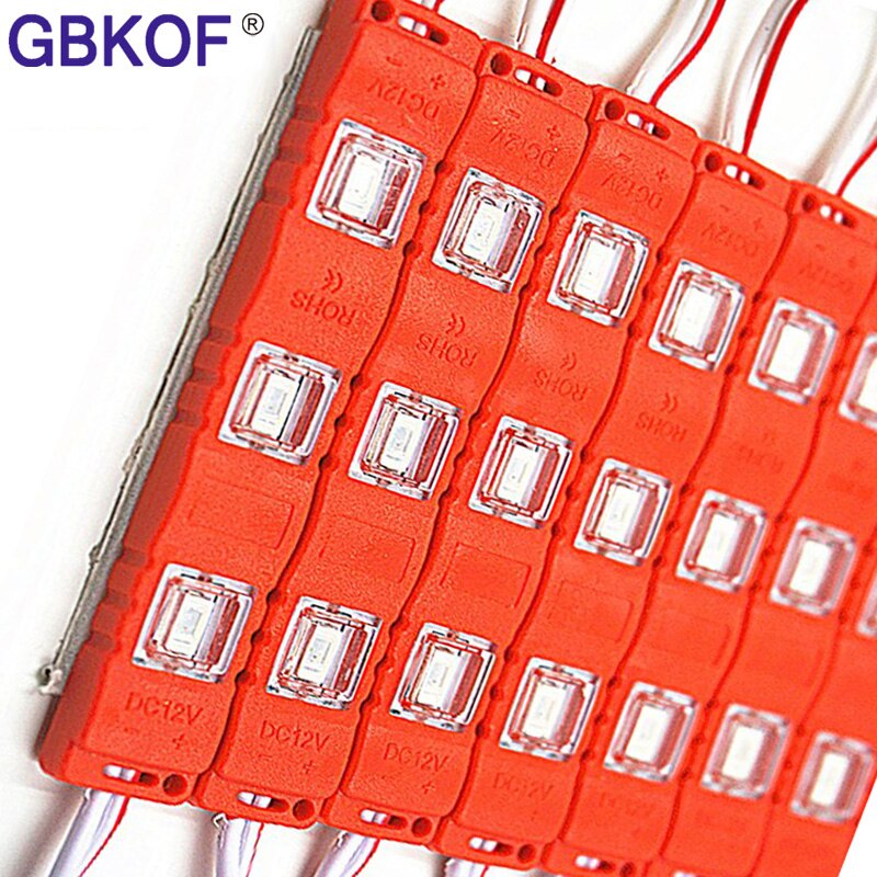 GBKOF-módulo LED 5730 SMD, 3LED, blanco cálido, rojo, verde, azul, lámpara de publicidad impermeable, CC de 12V, , 10 Uds.