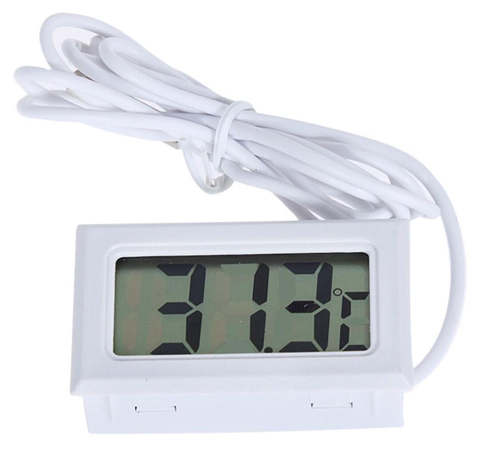 Mini 1M Line Cable LCD Digital Water Thermometer Meter Hygrometer Temperature Indoor Fish Tank Waterproof Sensor Humidity Gauge: White