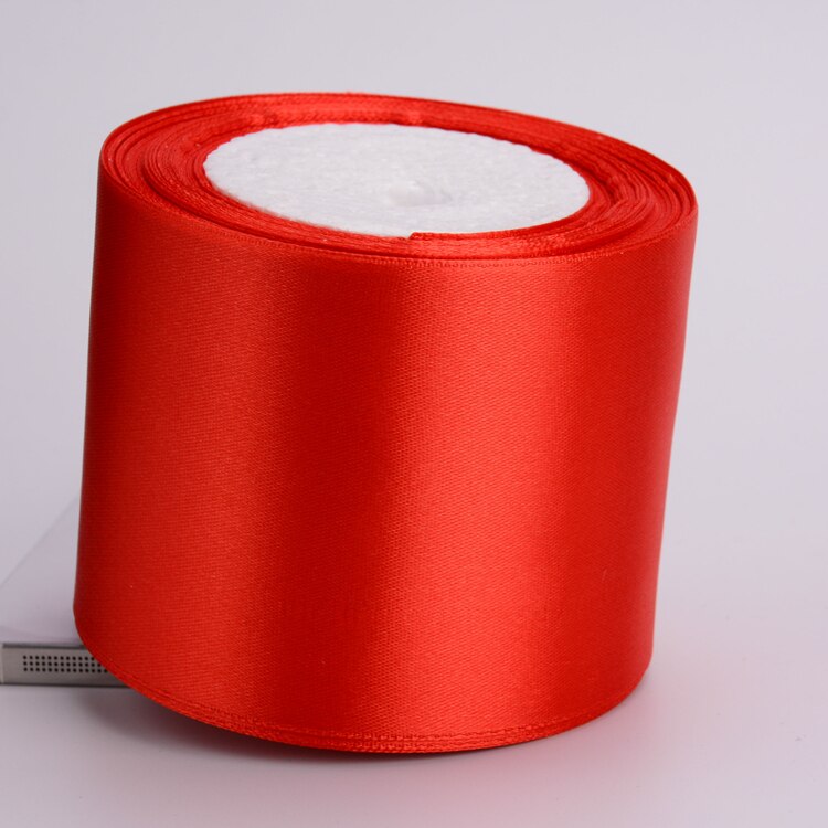 (25 yardas/rollo) cinta de satén de 6/10/15/20/25/40/50mm de Color rojo de una sola cara cinta de hecha a mano Material DIY