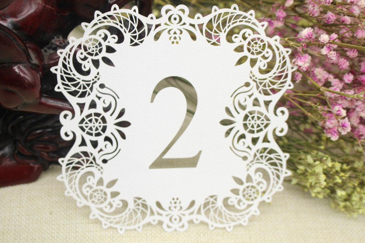 10pcs/set White Hollow Cut Table Number Cards 1-10 Wedding Supplies Table Centerpiece Decorations Wedding Engagement Party Decor