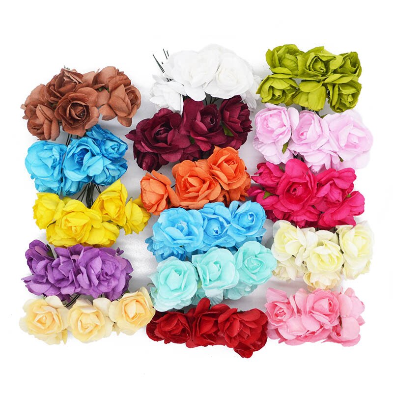 3cm 72PCS Artificial Flowers Paper Flower Head Bouquet DIY Craft Wreath Scrapbooking Flower Wedding Decoration Party Supplies