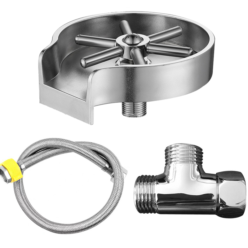 Stainless Steel Glass Cup Cleaning Machine, Household Kitchen, Restaurant, Bar High-Pressure Automatic Washer Sink Accessories: Red