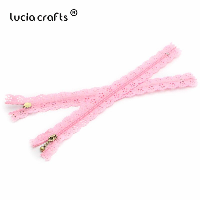 Lucia Ambachten 20 Cm Nylon Coil Mooie Kant Ritsen Voor Diy Bag Tailor Riool Craft Retail J0301: C3 Pink 6pcs