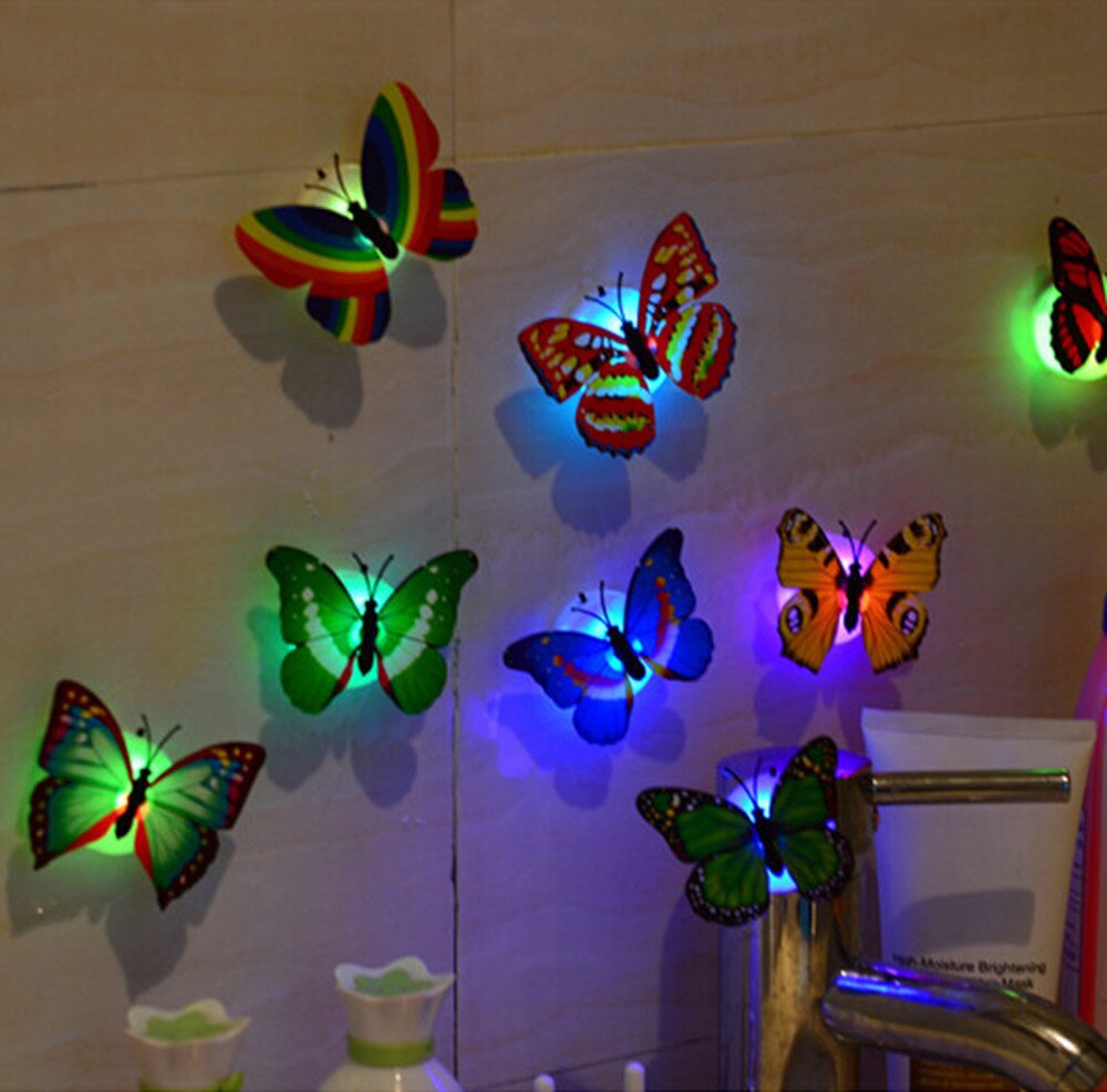 Un conjunto de 10 Uds pegatinas de pared mariposas luces LED pegatinas de pared decoración 3D para el hogar sala de estar dormitorio cocina decoración #3