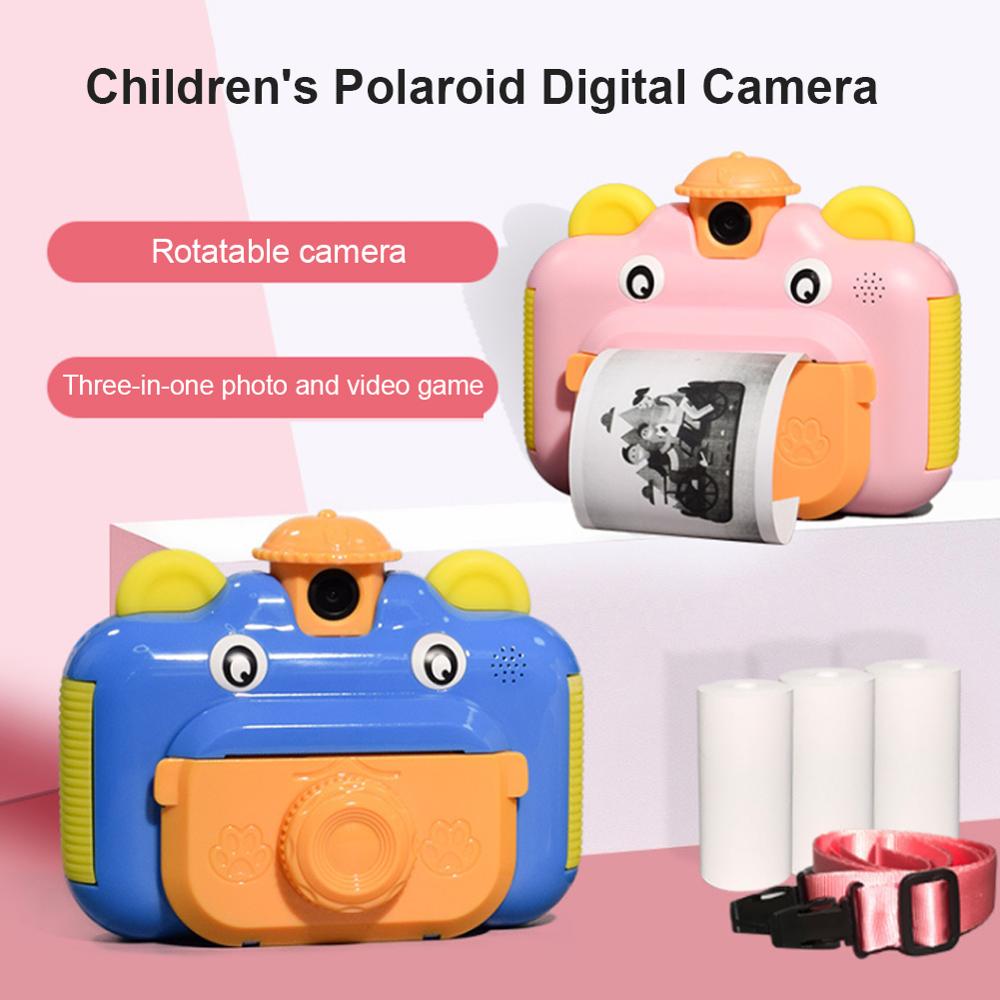 Cute Cartoon Instant Print Camera Mini Children HD 1080P DIY Photo Printing Camera Video Recorder Camcorder Kids Chritmas