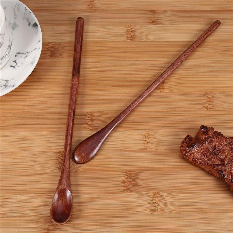 2 stk lang håndtak kaffeskje japansk stil omrøringe treskje retro honningskje nanmu liten japansk stil omrøringsskje