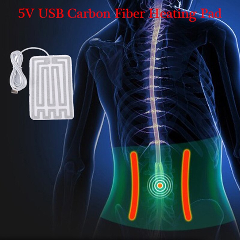 8*13cm Electric Heat Mat Winter Warm Waist 5V Carbon Fiber Heating Pad USB Film