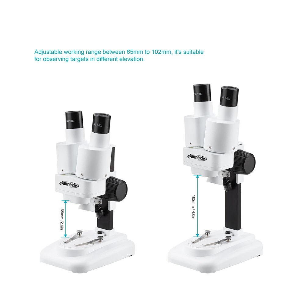 AOMEKIE 20X Stereo Microscope with Phone Holder for PCB Solder Ore Insect Observation Mobile Repair Tool LED Light HD Vision