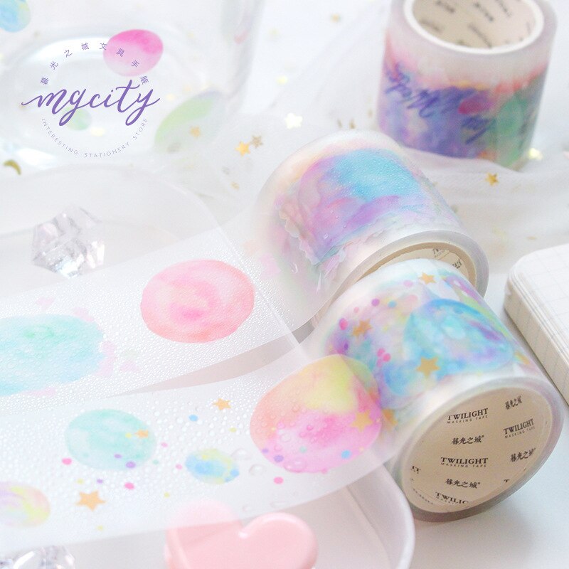 1Pc Gradient Starry Watercolored Vorst Decoratieve Tape Bullet Stickers Dagboek Handbook Decoratie