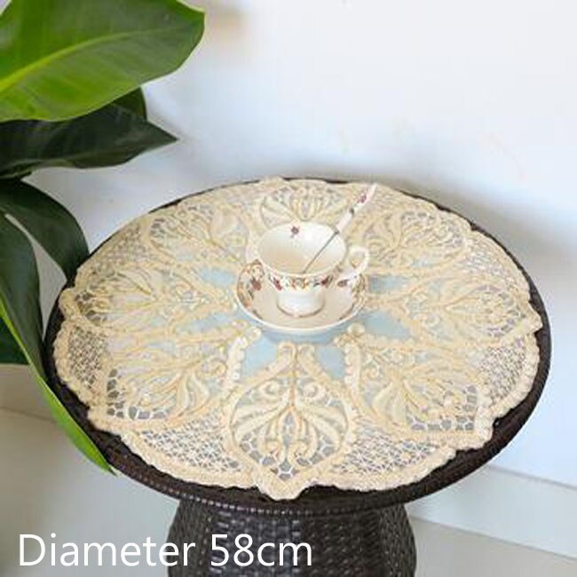 Napperon de table en dentelle 8 motifs, napperon rond de noël en tissu, tasse de mariage, dessous de verre, serviette de cuisine: Gold 1