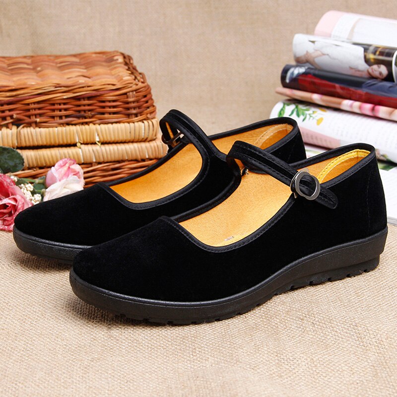 Traditionele Chinese Oude Beijing Schoenen Stof Vrouwen Flats Massage Hotel Werk Casual Canvas Schoenen Oude Drama Rekwisieten Optredens