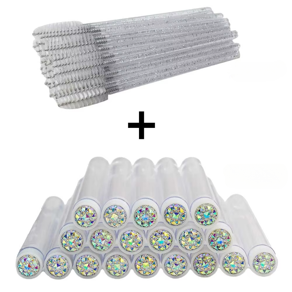 Tubes de brosse à cils avec baguettes de Mascara en cristal, peigne à sourcils, conteneur de bobines, applicateurs de brosse à cils, outils de maquillage, 50 pièces: green