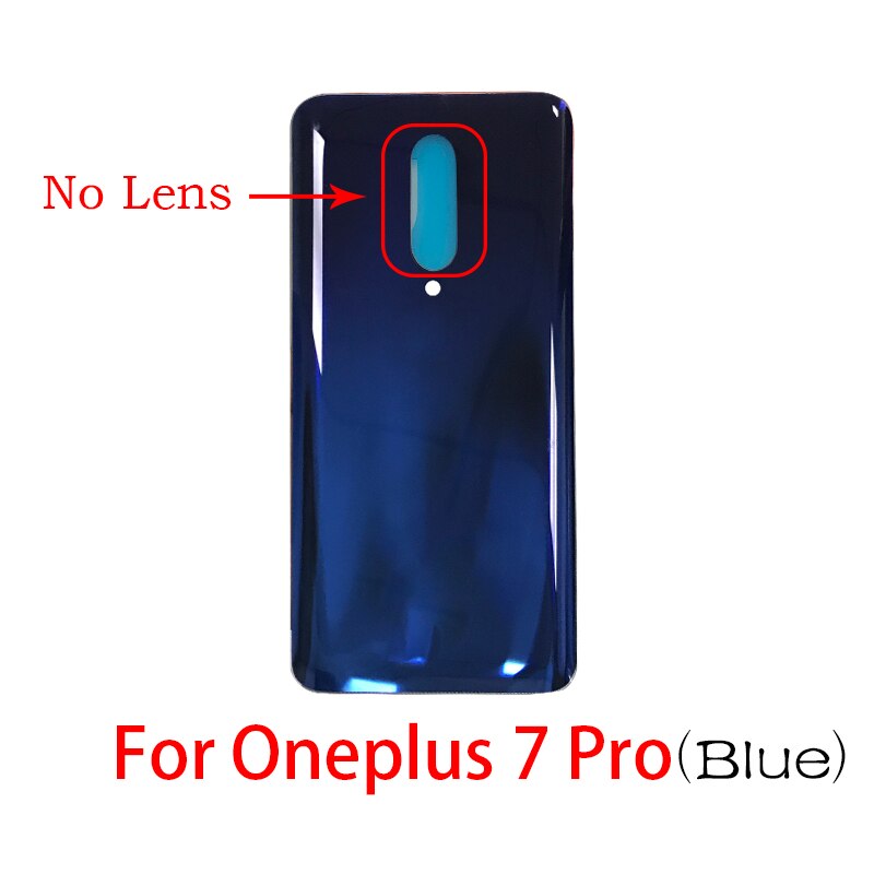 Back Battery Door Rear Housing Cover Case With Glass Camera Lens with Tape Replacement For Oneplus 7 Pro 7Pro: 7Pro Blue No Len