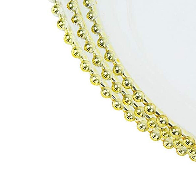 1PC Klar Ladegerät Platte mit Gold Perlen Rand Acryl Kunststoff Dekorative Service Platten Abendessen Serviert Hochzeit Weihnachten Party Dekore