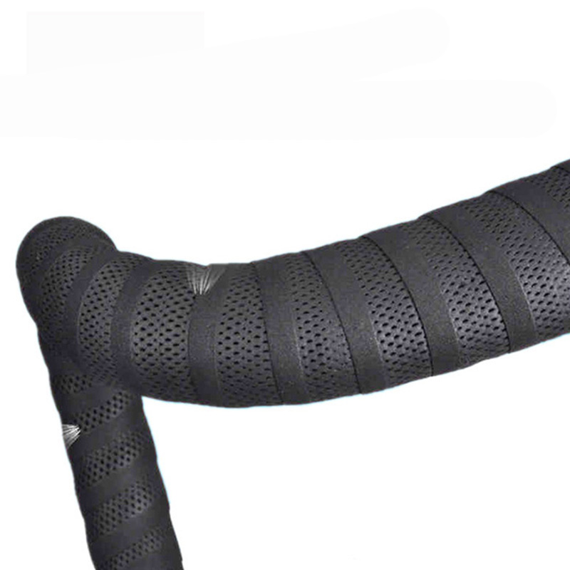 Fita de malha preta para guidão de bicicletas, faixa de couro para guidão de bicicleta de estrada promend, à prova d&#39;água e antiderrapante, material de eva macio, 75g