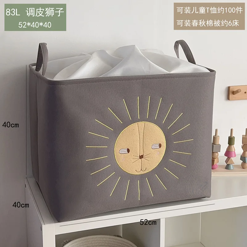 Caja de almacenamiento de dibujos animados, armario de tela a prueba de polvo para juguetes de niños, caja de almacenamiento de ropa, Cubo de almacenamiento portátil para dormitorio