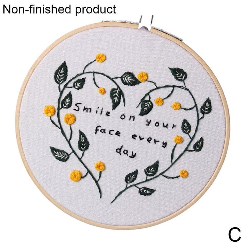 3D DIY Embroidery Materials Package Plant Heart Handcraft Embroidery Kits For Beginners Embroidery Frame Sewing Set J1P6: C