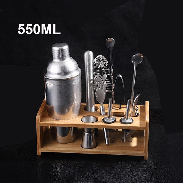 UPORS Cocktail Shaker 550ml/750ml Stainless Steel Wine Martini Boston Shaker Mixer For Bar Party Bartender Tools Bar Accessories: 550ML 11PCS