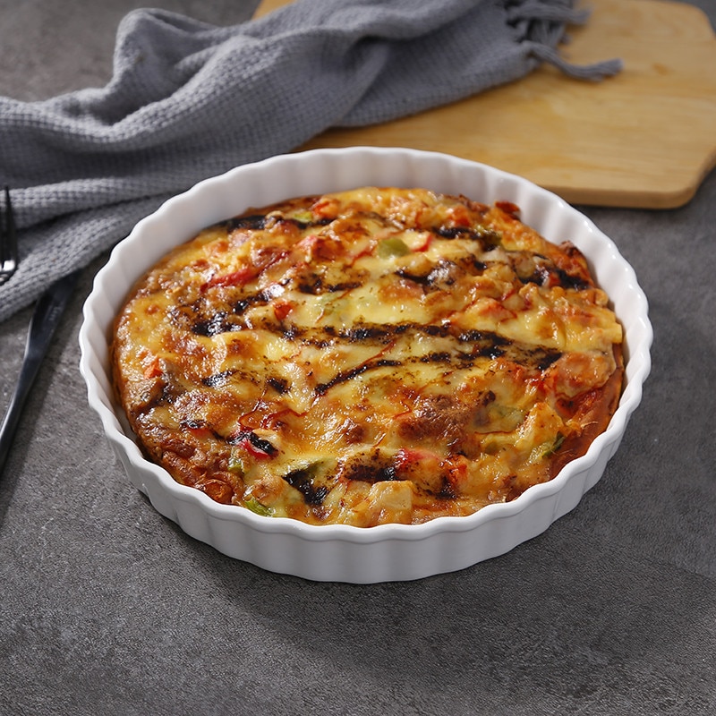 Molde de cerâmica redondo para forno, ferramenta de cozimento para bolo, bandeja, itens de cozinha para bolo