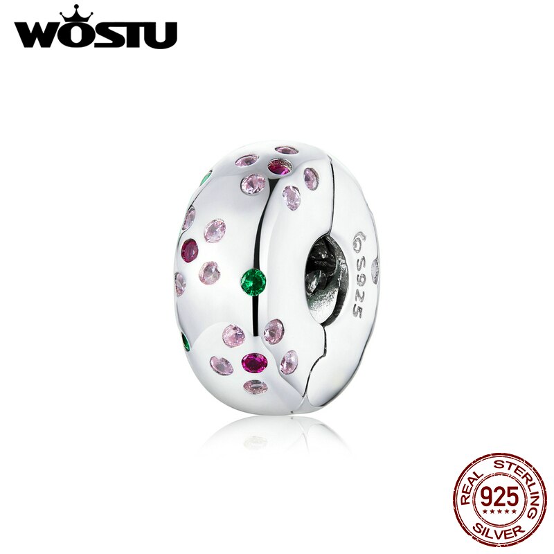 uroki korek WOSTU Nowy przyjazd 925 srebro proste kwitnący kwiat wisiorki koraliki różowy kolor dla bransoletka biżuteria FNC245