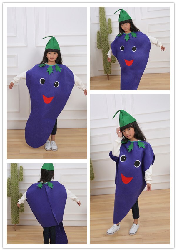 Kinder Kinder Kinder der Tag Cartoon Obst wassermelone/Erdbeere/apple Halloween Party Kostüme Cosplay Kleidung für Junge Mädchen: eggplant